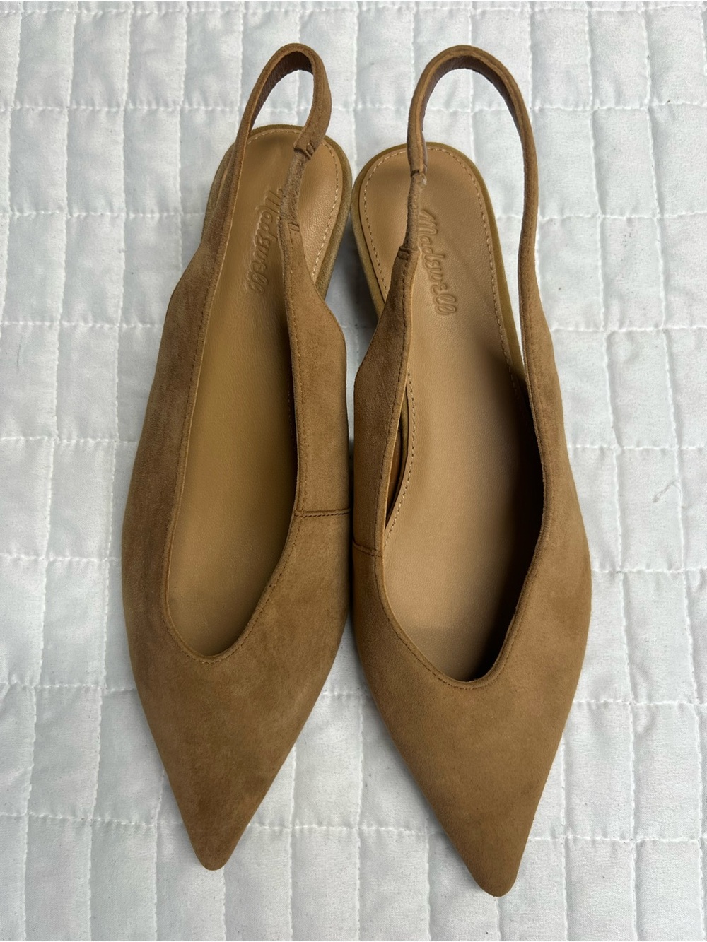 Madewell The Simone Kitten-Heel Slingback Pumps Dried Acorn Tan Suede Size 6.5 - Picture 9 of 11
